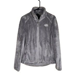 The North Face Women's Sz M Gray Fleece Full-Zip Outdoor Jacket Hiking Camping
